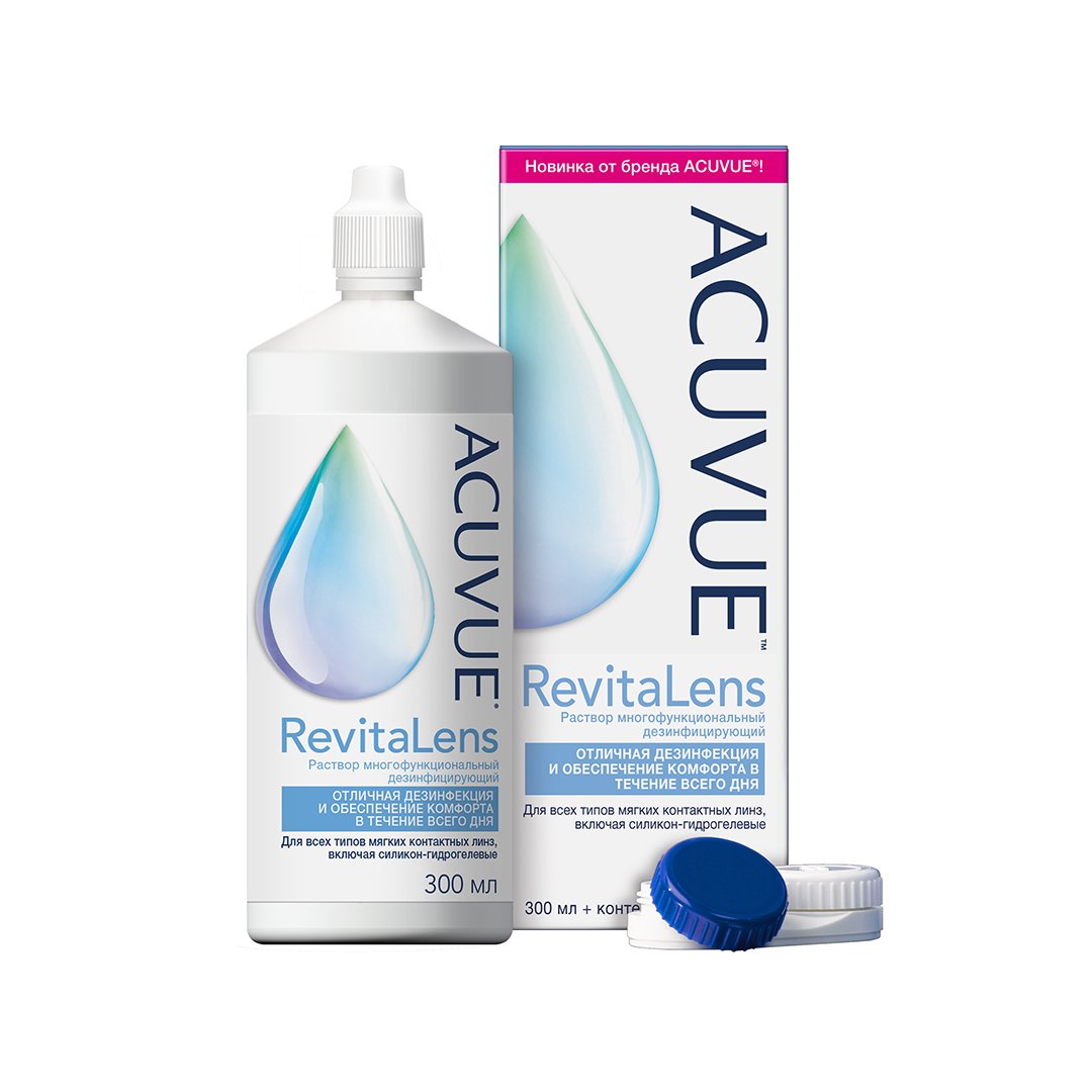 Растворы для контактных линз Раствор для контактных линз Acuvue RevitaLens  с контейнером, 300 мл